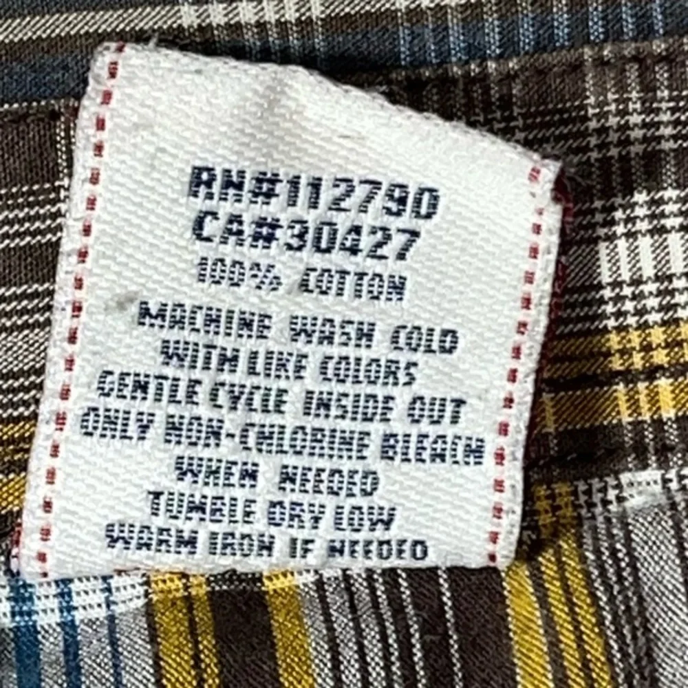 True Religion Made in USA Cotton Short Sleeve Pearl Snap Plaid Shirt‎